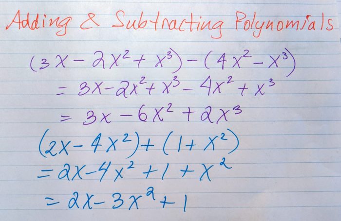 Adding subtracting and multiplying polynomials worksheet